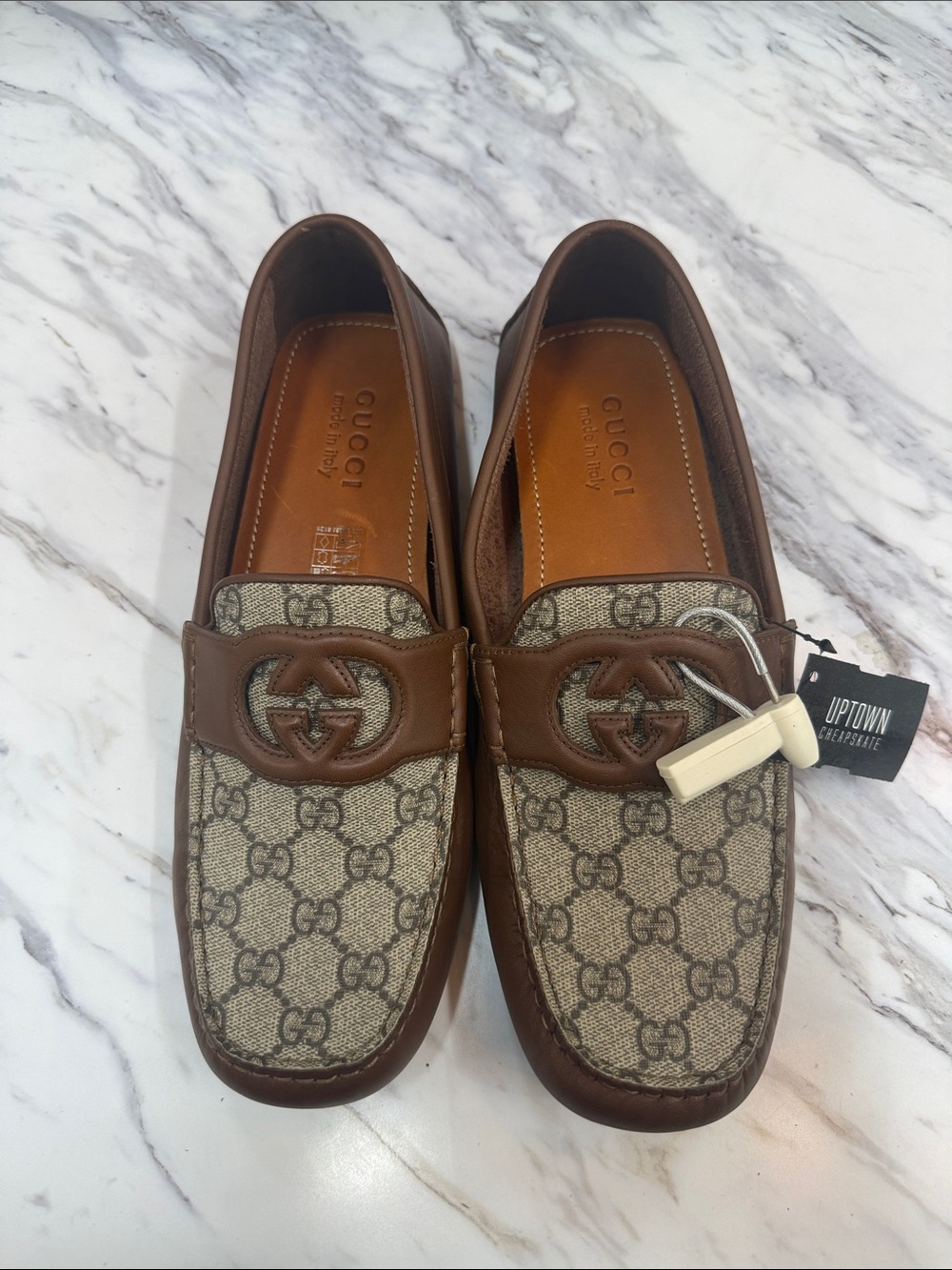 Gucci Brown GG Canvas & Leather Signature Loafers